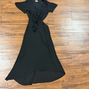 Show Me Your MuMu Black High-Low Wrap Dress